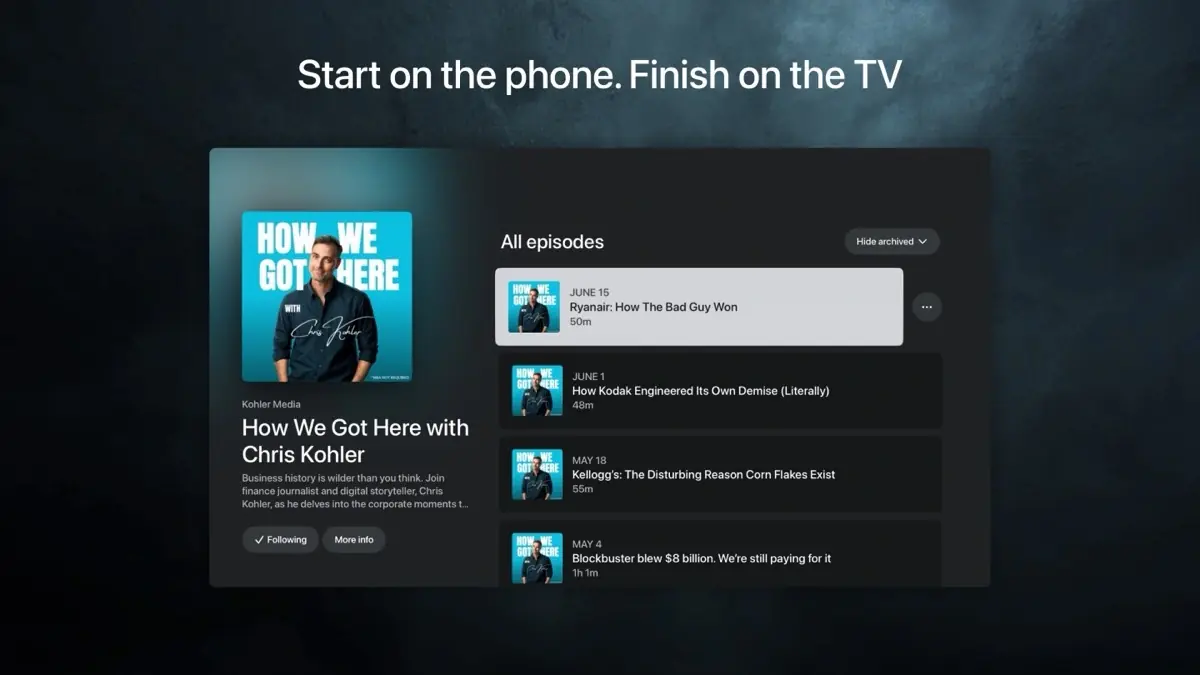 Pocket Casts d&eacute;barque sur l'Apple TV et grille la politesse &agrave; Apple