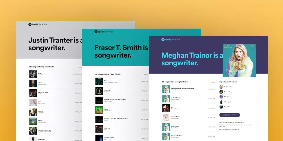 Des pages dédiées pour promouvoir les auteurs-compositeurs sur Spotify