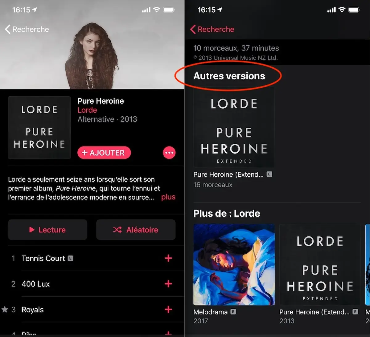 Apple Music : une nouvelle présentation pour les différentes versions d'un album