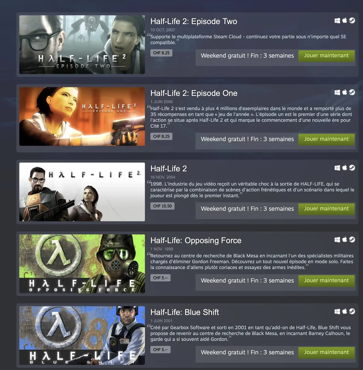 Tous les Half-Life jouables gratuitement en mars ! (Mac/PC - 32 bit)