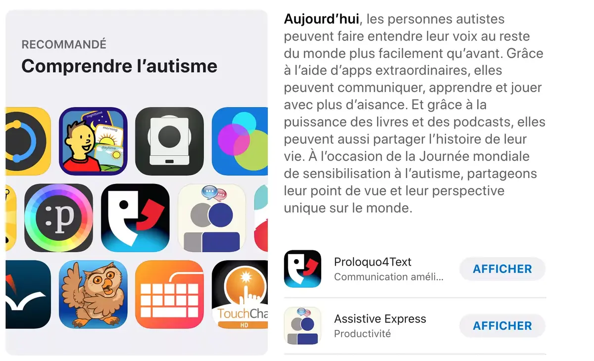 App Store : Apple célèbre la Journée mondiale de sensibilisation à l'autisme