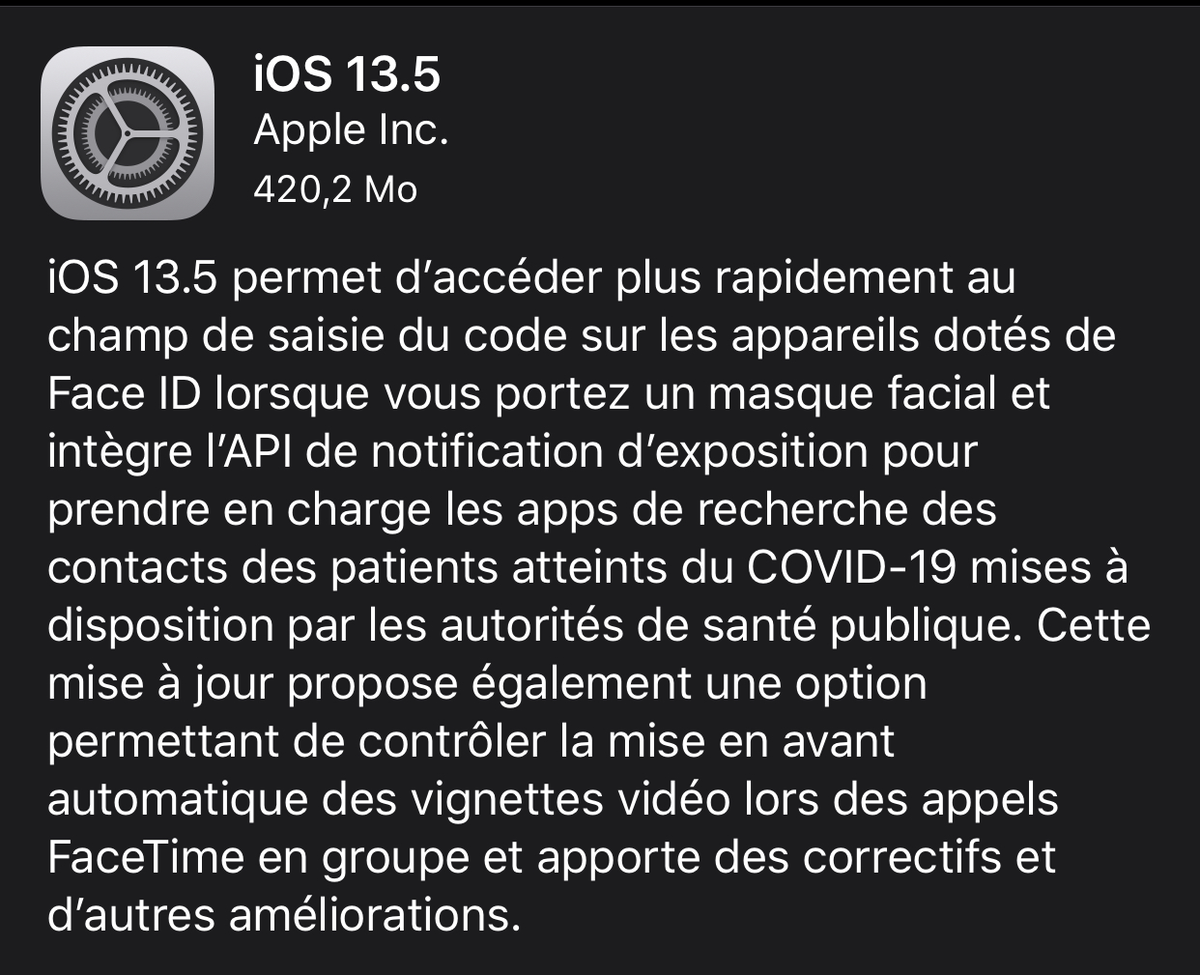 Apple déploie la version finale d'iOS et iPadOS 13.5 pour tous les utilisateurs