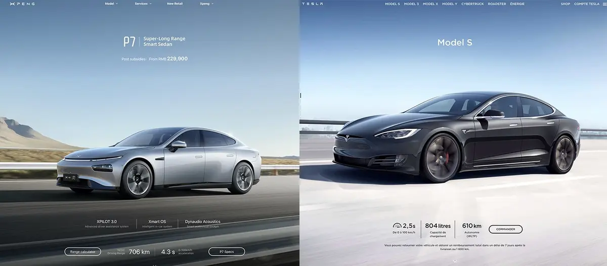 L'image du jour : le chinois Xpeng n'a pas seulement piqué l'Autopilot de Tesla...
