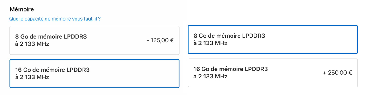 Le prix de la RAM du MacBook Pro 13" 2020 1.4Ghz a doublé !