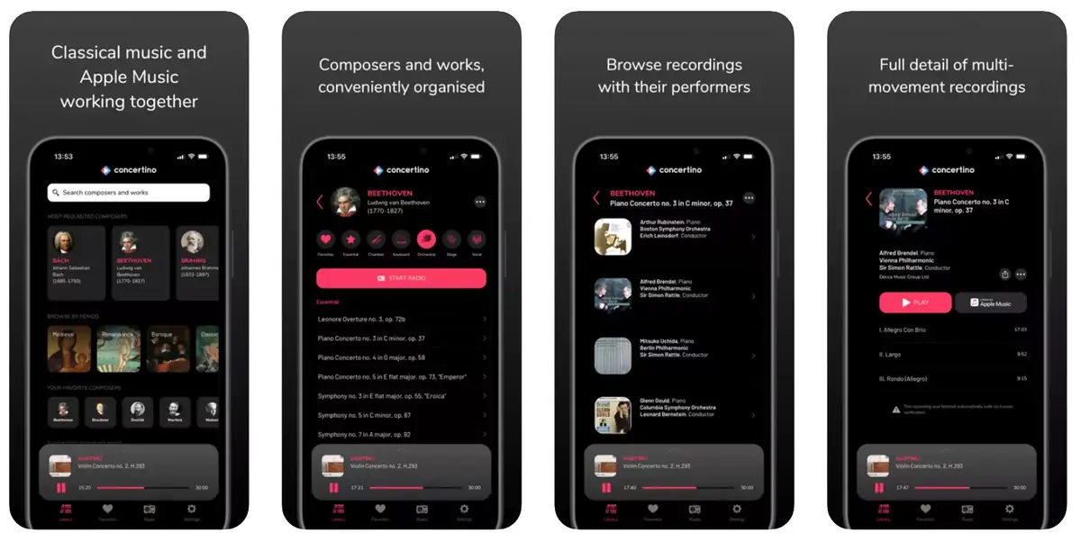 Concertino sort son app de musique classique sur iPhone