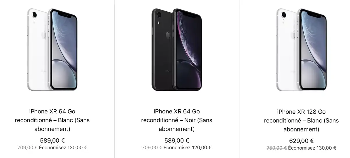 Refurb : grand choix d’iPhone XR 64 Go à 589€, 128 Go à 629€, 256 Go à 729€