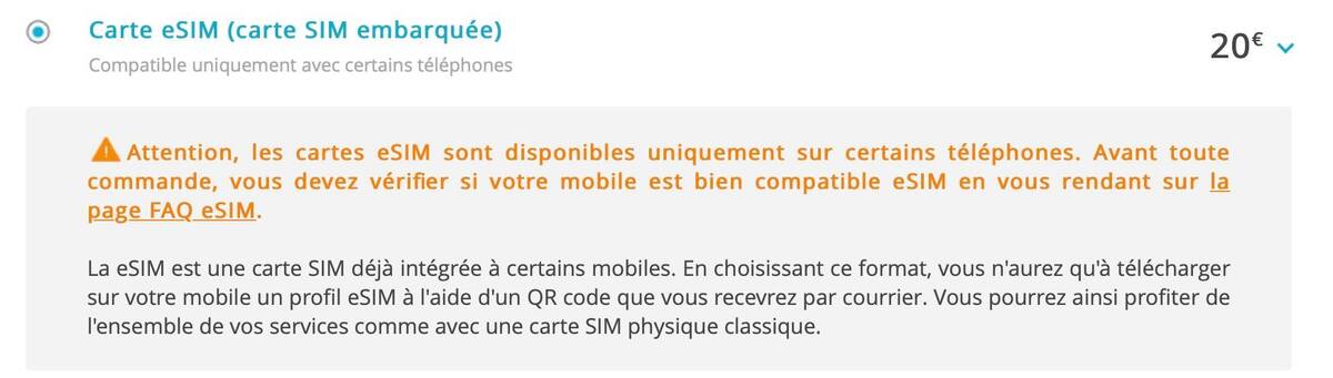 Bouygues Telecom : l'eSIM est disponible dès aujourd'hui (envoyé par courrier postal)