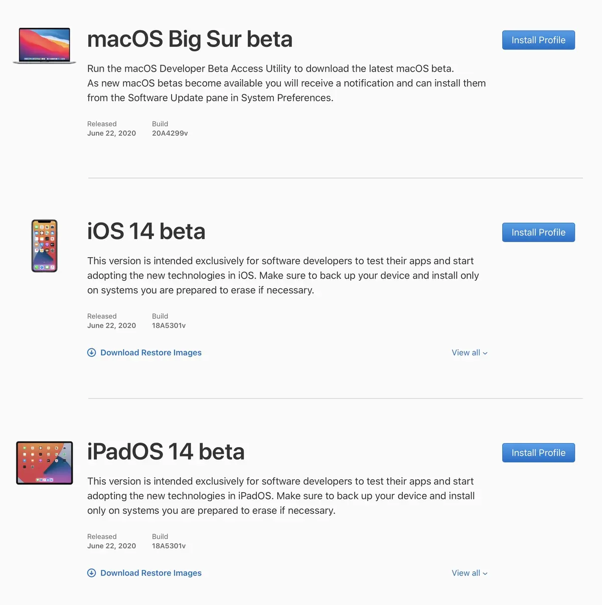 Les betas d'iOS 14, iPadOS 14, et macOS "11" Big Sur sont disponibles !