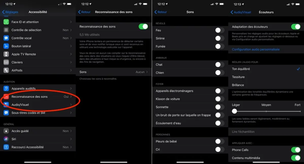 iOS 14 et Accessibilité : reconnaissance des sons et adaptation des écouteurs