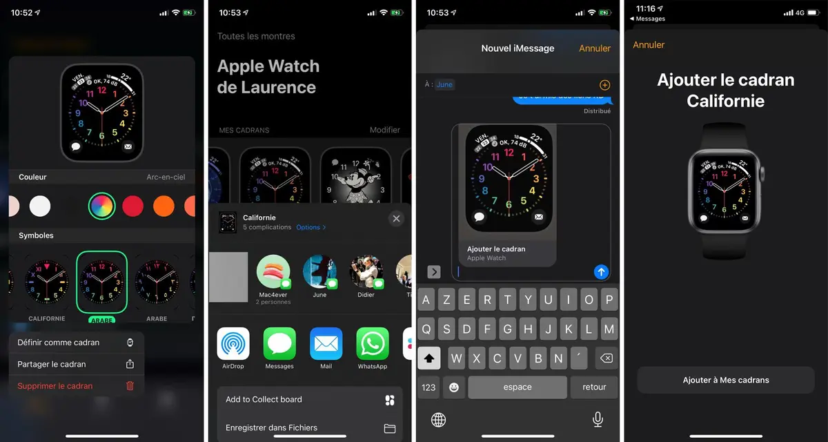 iOS 14 et watchOS 7 proposent désormais de partager des cadrans