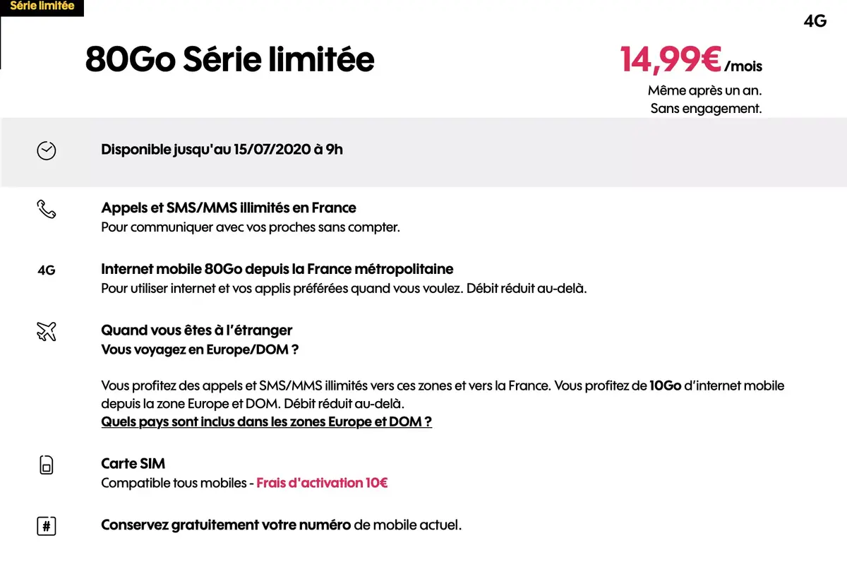 Bons Plans opérateurs : des offres sans engagement de 12,99 à 16,99€ (de 60 à 100Go) !