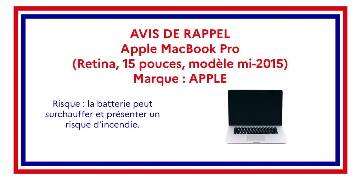 Programme de rappel du MacBook Pro 15 pouces, modèle mi-2015