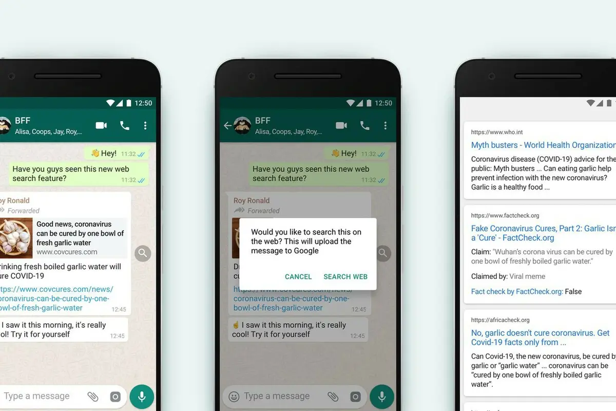 WhatsApp : vérification des messages transférés #infox