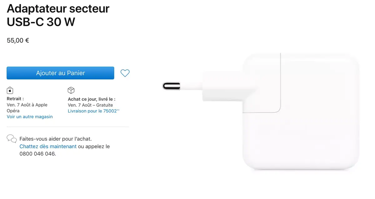 Apple : une nouvelle réf. pour le chargeur USB-C 30 W