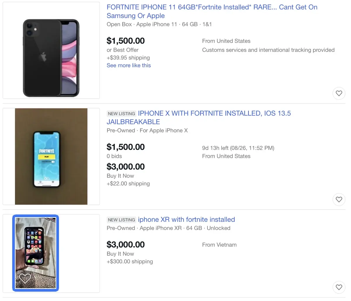 Des iPhone avec Fortnite préinstallé déjà en vente sur eBay (à des prix de folie !)