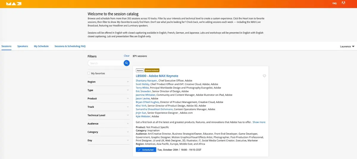 Adobe MAX dévoile son portail pour s'y retrouver parmi les 350 sessions (20-22 octobre)