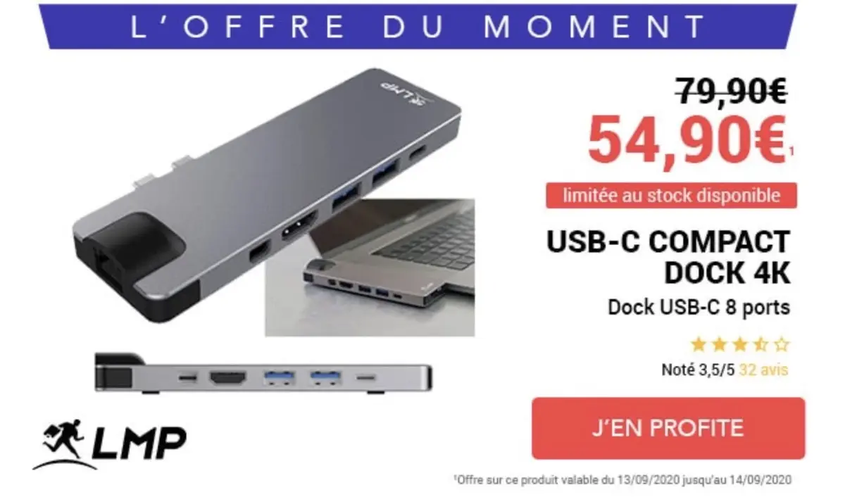 Bon plan : le Dock LMP USB C 8 ports à 54,90€ (vs 79,90) ! #30ansMacWay