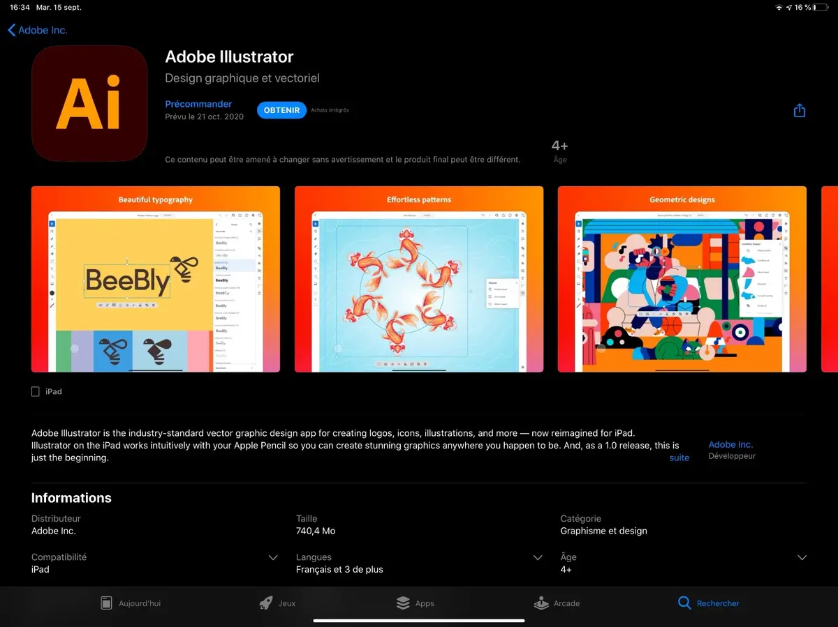 Adobe Illustrator pour iPad est en précommande, disponible le 21 octobre prochain