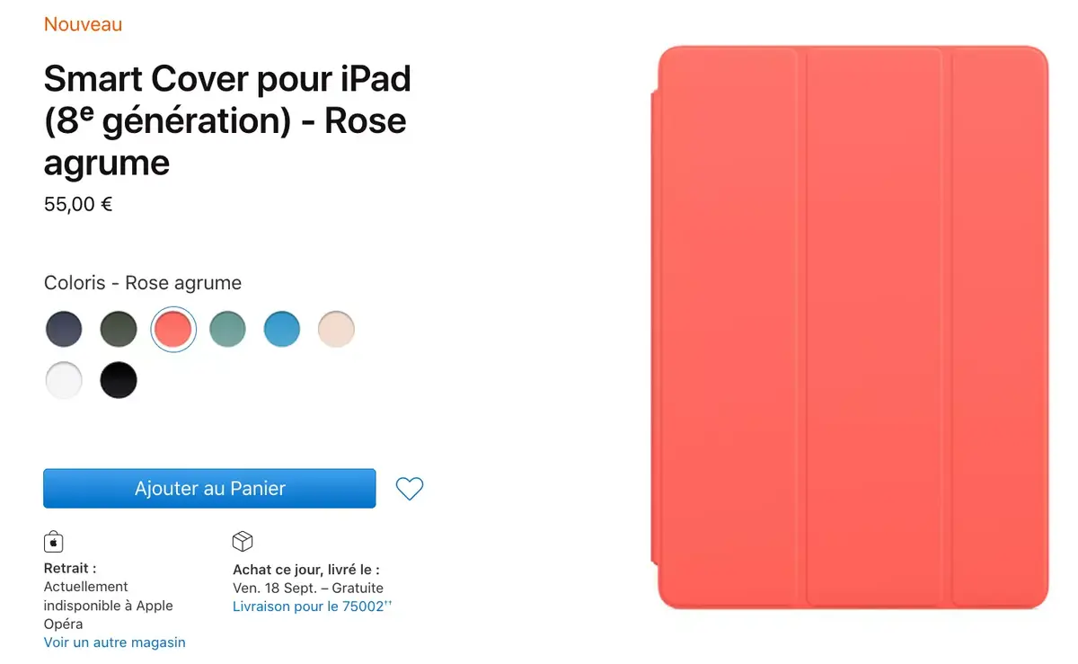 iPad 8 : un smart cover disponible en 8 coloris pour 55 euros (et d'autres accessoires)