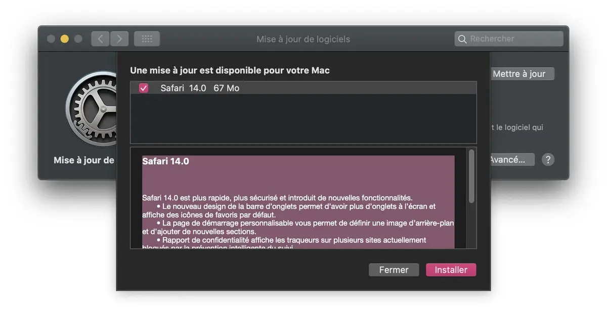 Safari 14 est disponible pour Mac (Catalina), avant la sortie de Big Sur