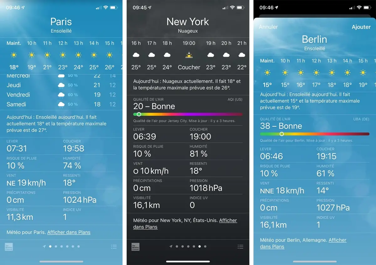 iOS 14.5 : Météo commence à afficher des prévisions horaires en Europe (pluie et neige)