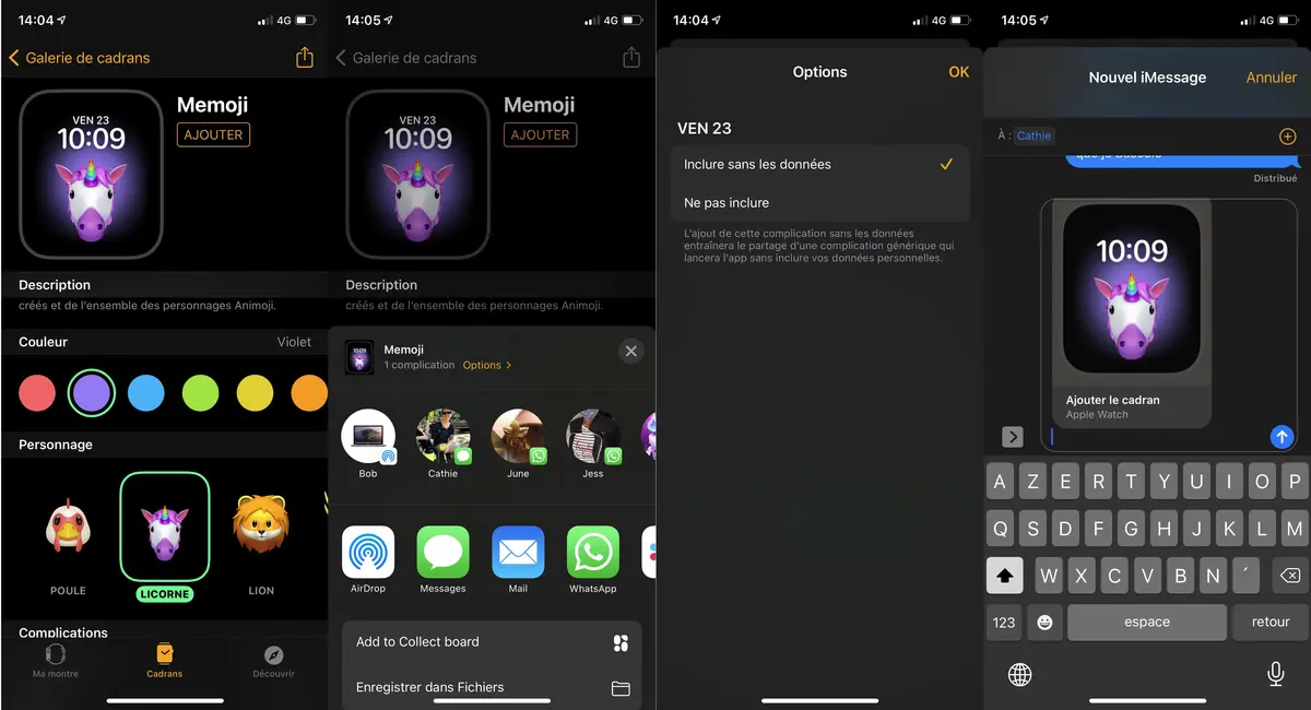 iOS 14 et watchOS 7 permettent de partager des cadrans via iMessage
