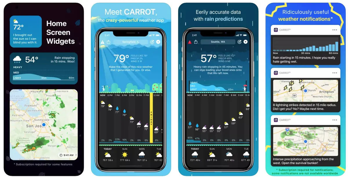 CARROT Weather s'adapte à iOS 14 et à watchOS 7 (avec plein de widgets)