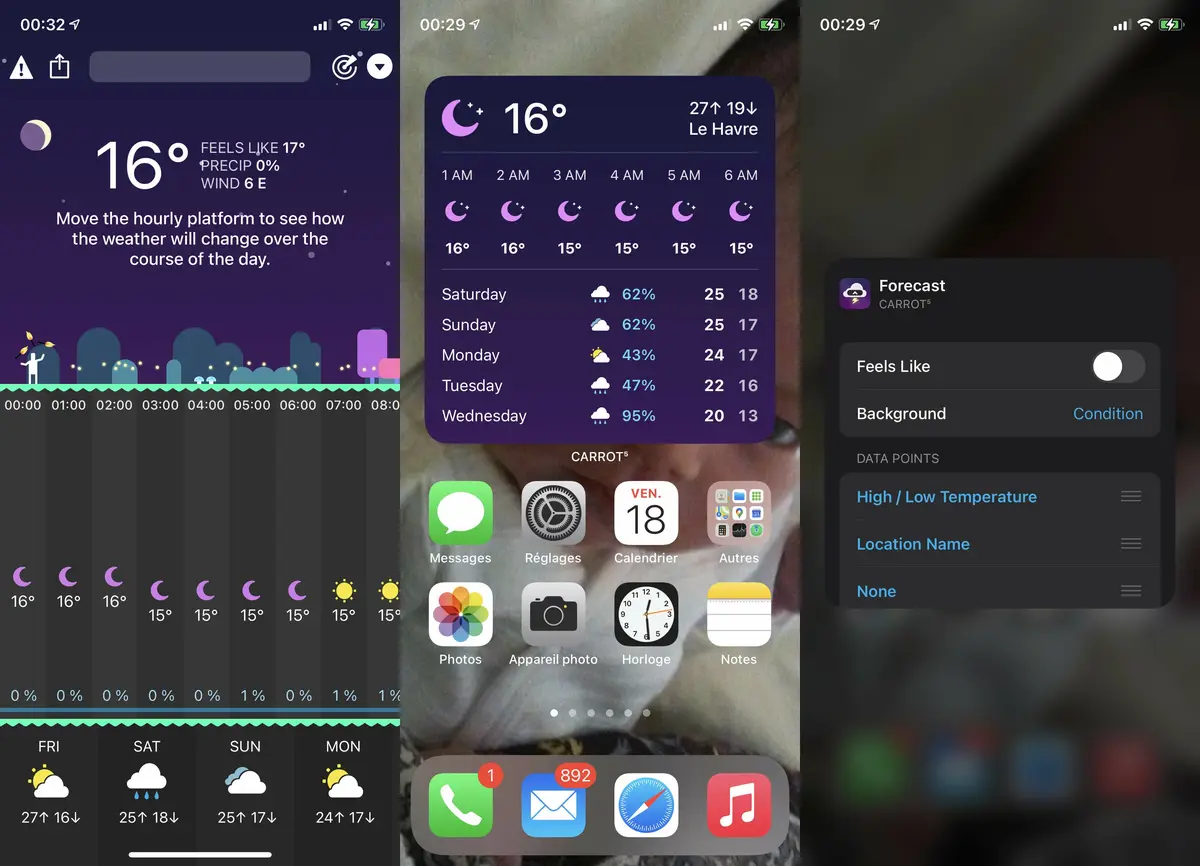 CARROT Weather s'adapte à iOS 14 et à watchOS 7 (avec plein de widgets)