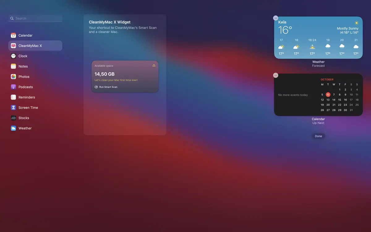 CleanMyMac X affûte ses widgets (en bêta) pour macOS Big Sur