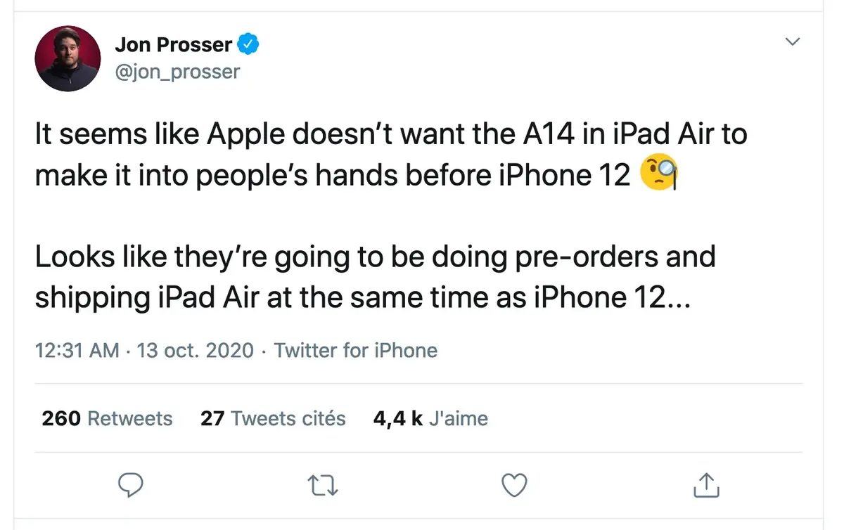 L'iPad Air 4 pourrait être lancé ce soir avec l'iPhone 12