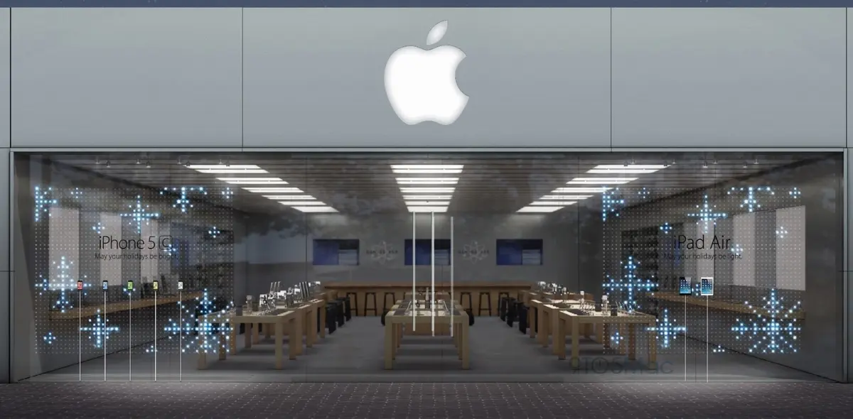 Des étoiles, des fées et des licornes en vitrine des Apple Store pour Noël