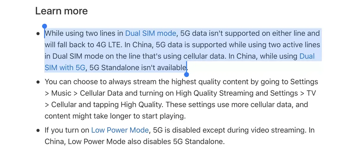 iPhone 12 : téléchargement des datas en 5G, pas de 5G avec le mode double SIM