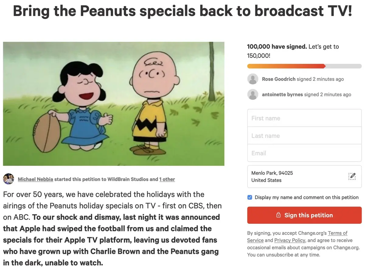 Insolite : 100 000 fans de Snoopy se liguent contre Apple TV+