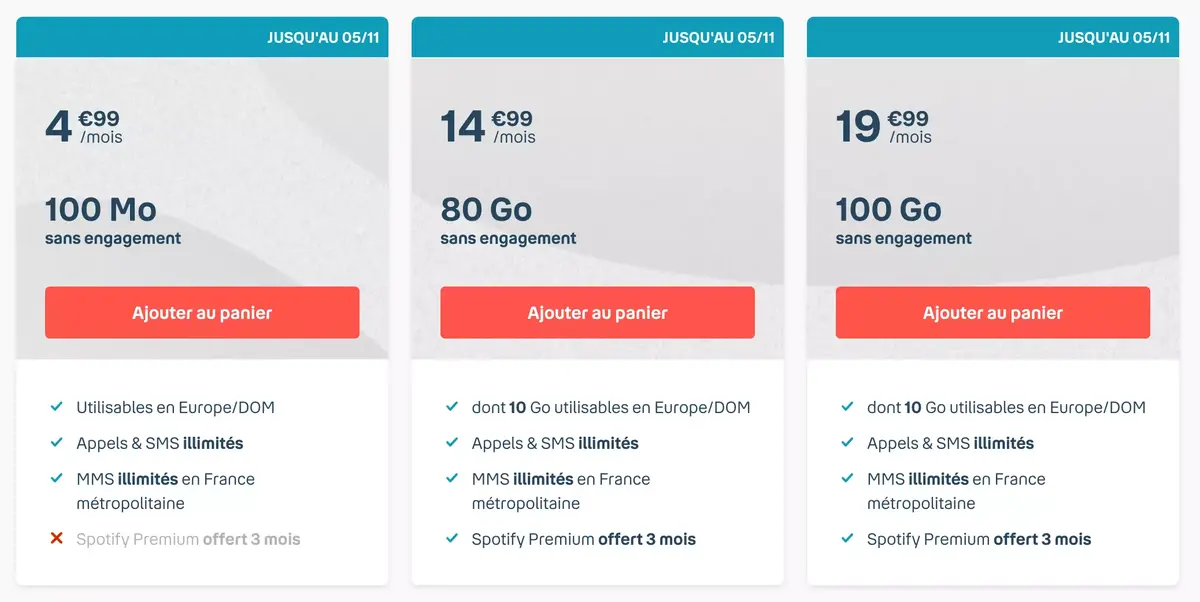 Bons plans opérateurs : des offres à partir de 13,99€ (de 80 à 100Go) !