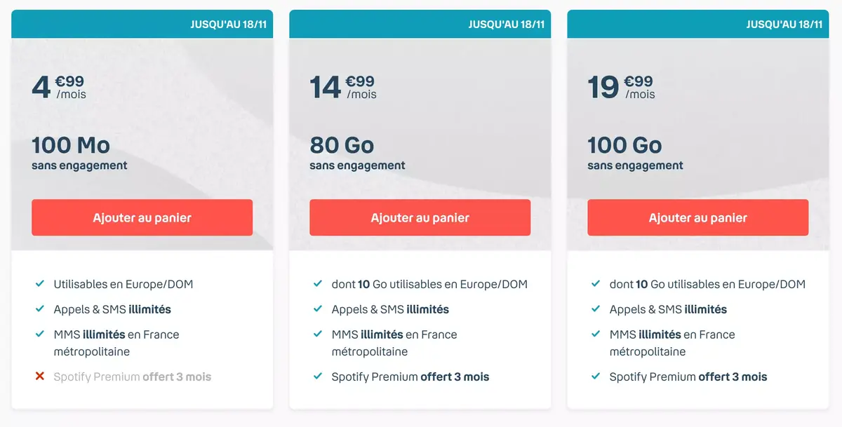 Bons plans opérateurs : des offres sans engagement à partir de 13,99€ (de 80 à 100Go)