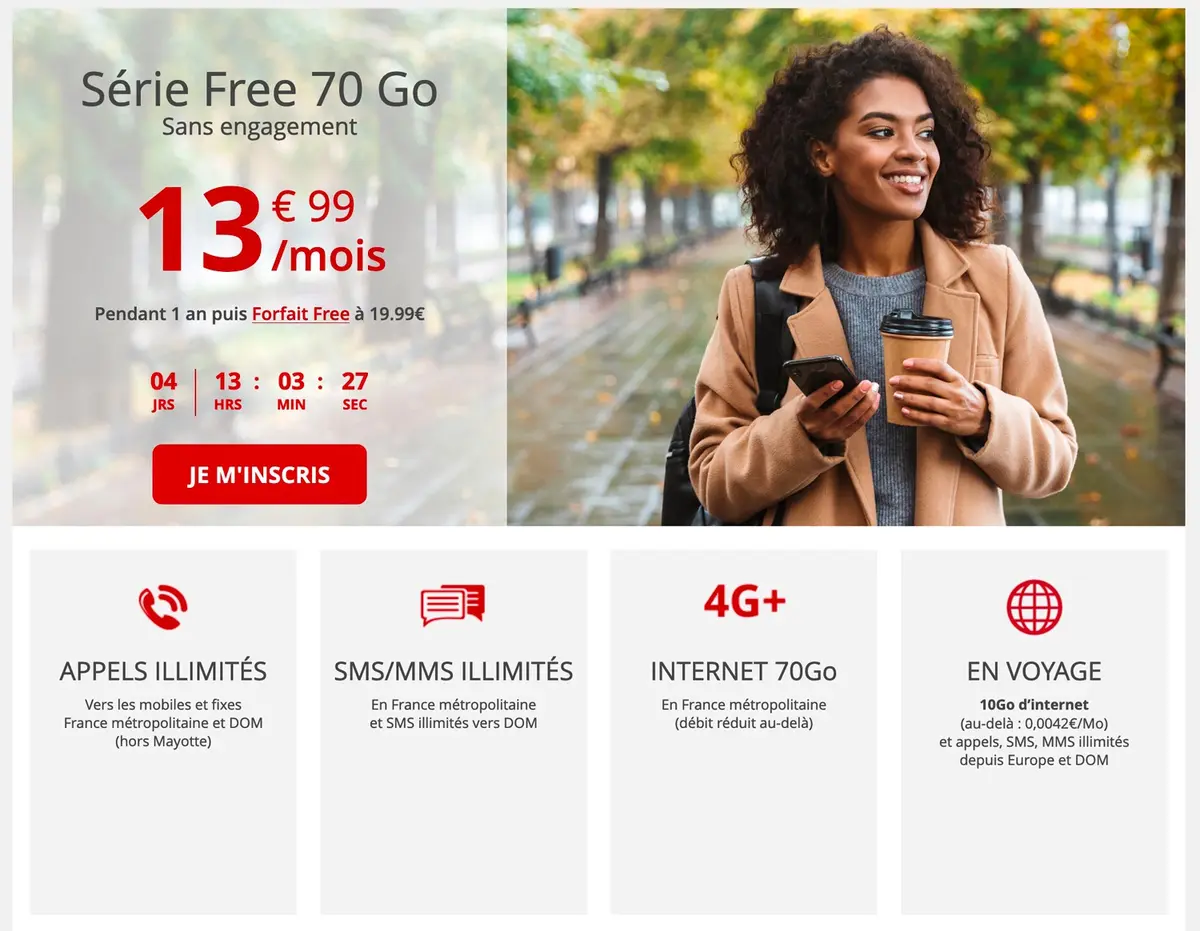 Free prolonge son forfait classique à 13,99€ (70Go) jusqu'au 17 novembre