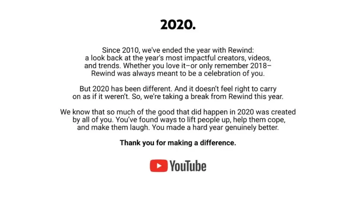 YouTube מבטל את הבן Rewind 2020 #covid-19