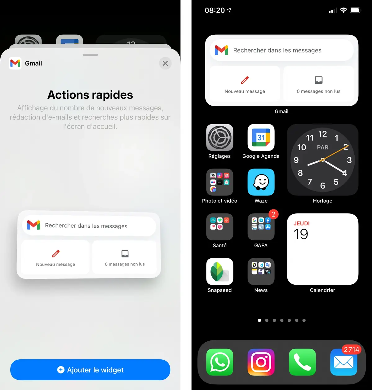 iOS 14.2 : Google propose enfin des widgets pour son app Gmail