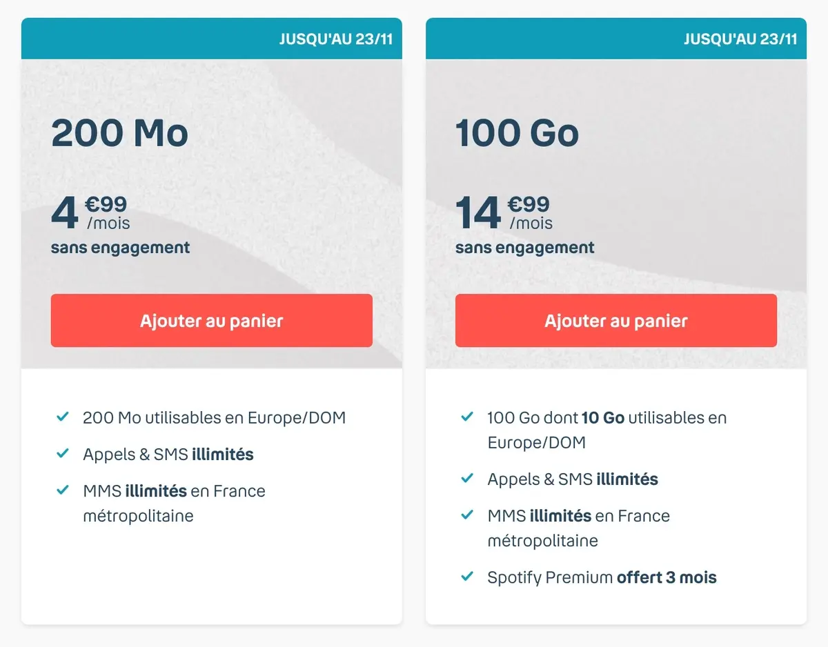 Bons plans opérateurs : des offres sans engagement à partir de 13,99€ (de 70 à 100Go)