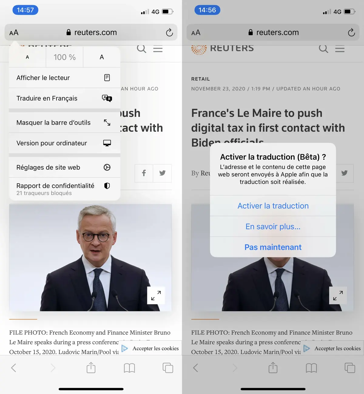 iOS14 et macOS Big Sur : la traduction automatique en français est disponible sur Safari