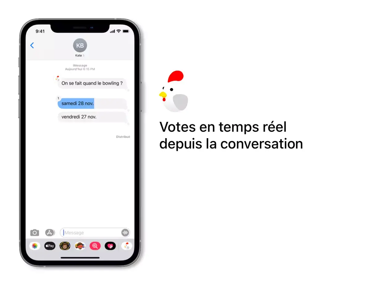 Poulet : l'App iMessage pour intégrer des sondages aux conversations revient en force