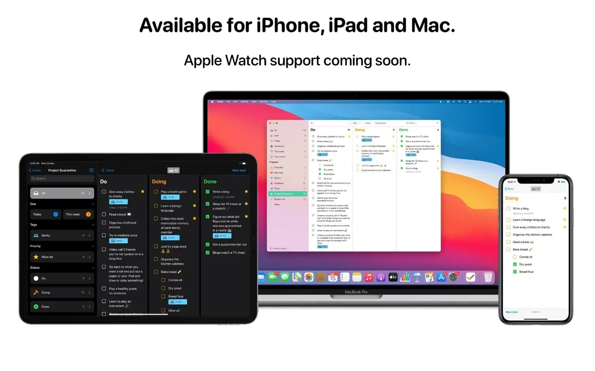 Tasks gère les tâches sur macOS et iOS