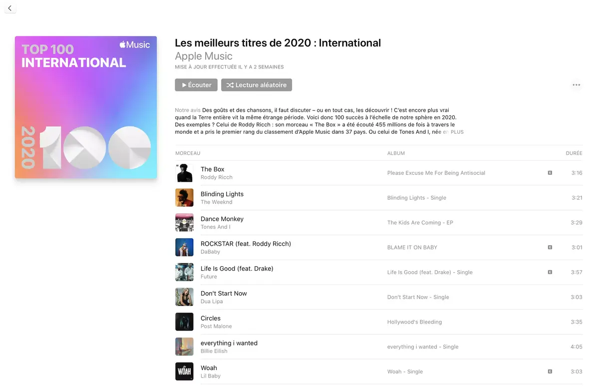 Les meilleurs classements d’Apple Music sont en ligne