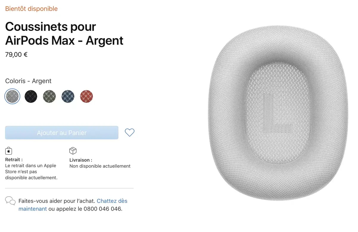 AirPods Max : les coussinets de rechange bientôt disponibles sur l'Apple Store (79€)