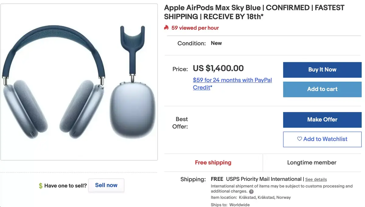 Insolite : jusqu'à 1400 dollars pour des AirPods Max sur eBay !