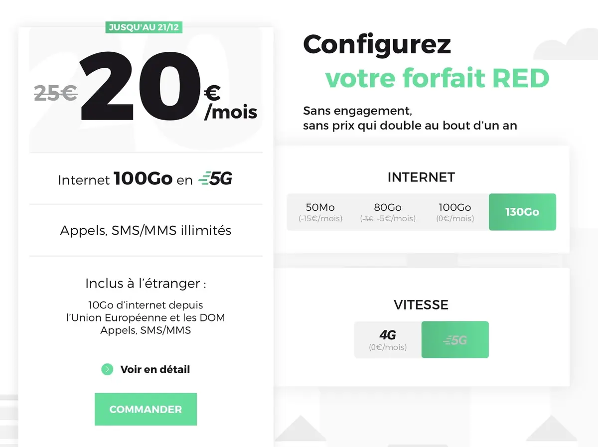 5G : RED lance ses offres avec 130Go pour 25€/mois