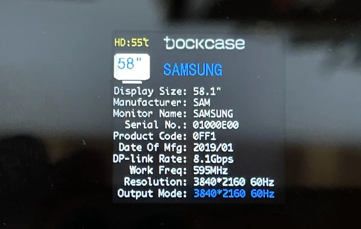 Un dock USB C avec un écran (vitesse, puissance, HDMI 60Hz, USB 10Gbps)- DockCase