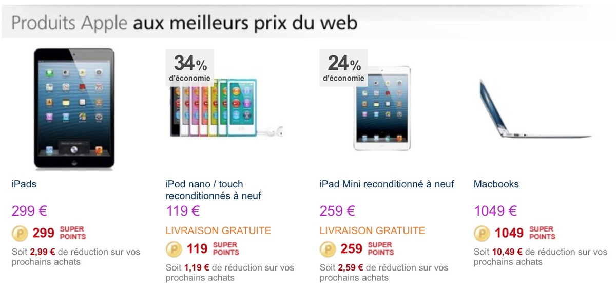 Quelques promos Apple chez PriceMinister : iPad, MacBook Pro...