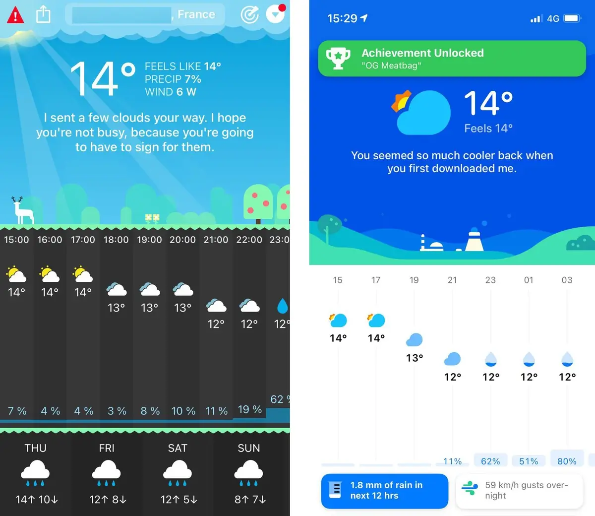 Carrot Weather s'offre une belle mise à jour (interface, design, fonctions...)