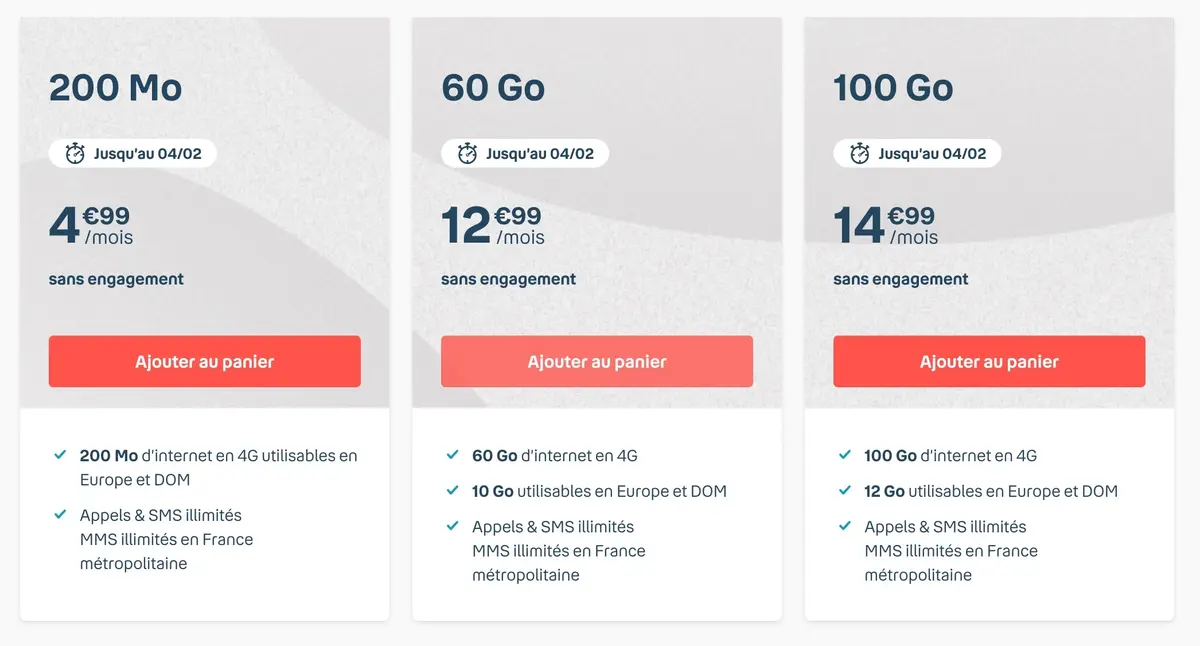 Bons plans opérateurs : des offres sans engagement à partir de 11,99€ (de 60 à 150Go)